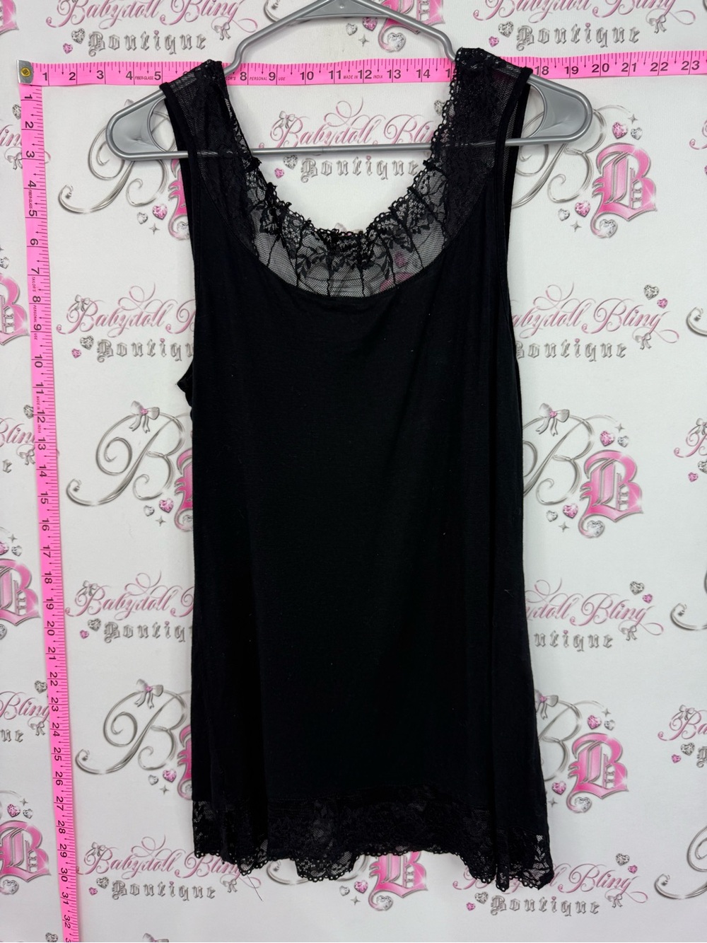 Tank top Black Lace-Trim shirt Tank Chemise